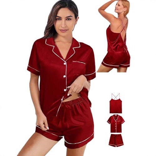 Women's Cuban Collar Retro Short Sleeve Button Set
