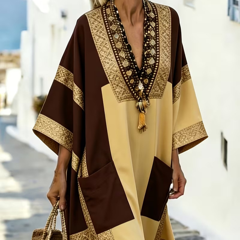Women's Boho A-Line Midi Dress with 3D Print