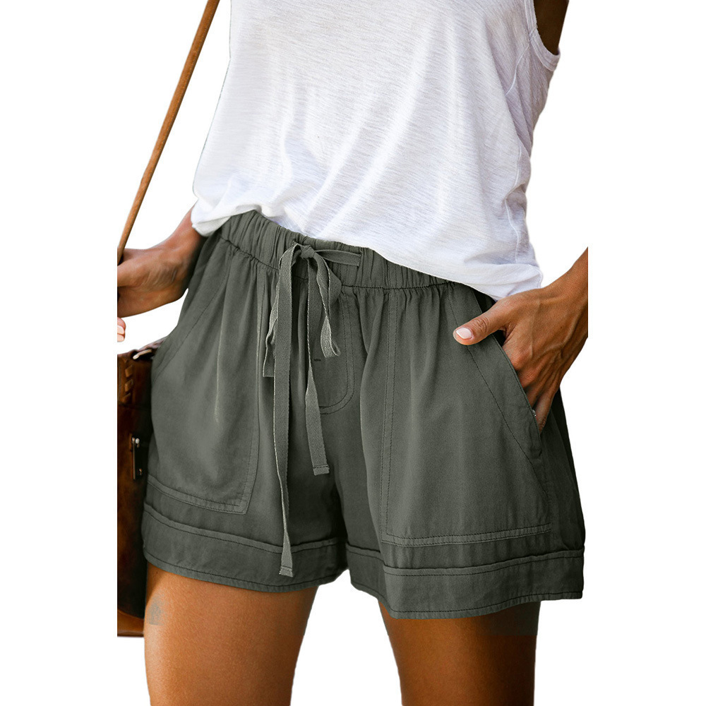 Women's High-Waist Wide-Leg Drawstring Shorts Casual Summer