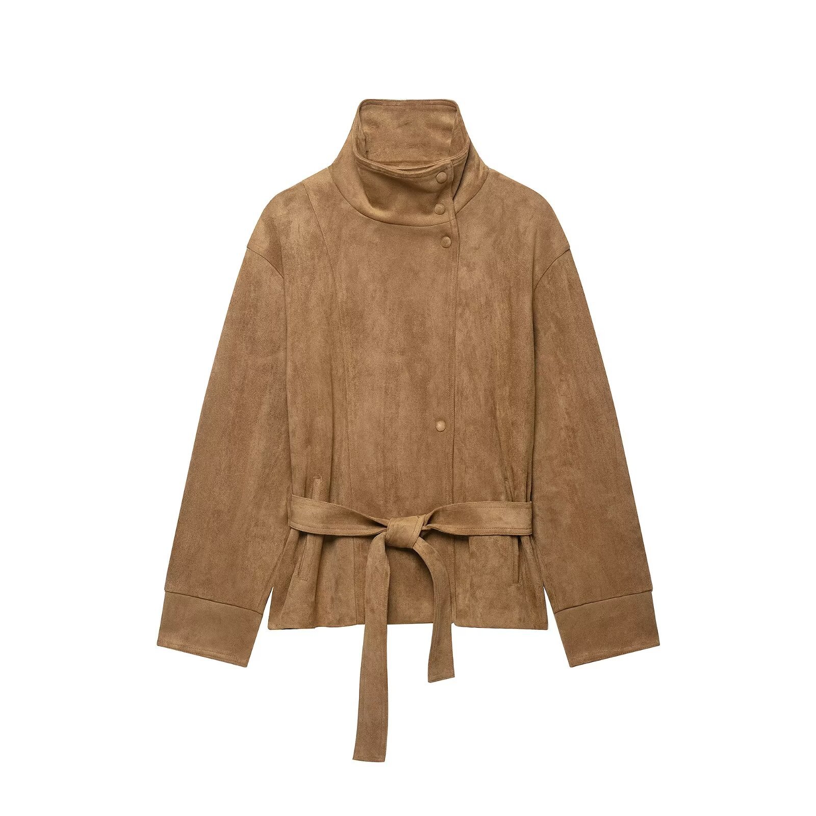 Women's Faux Suede Tie-Waist Short Jacket