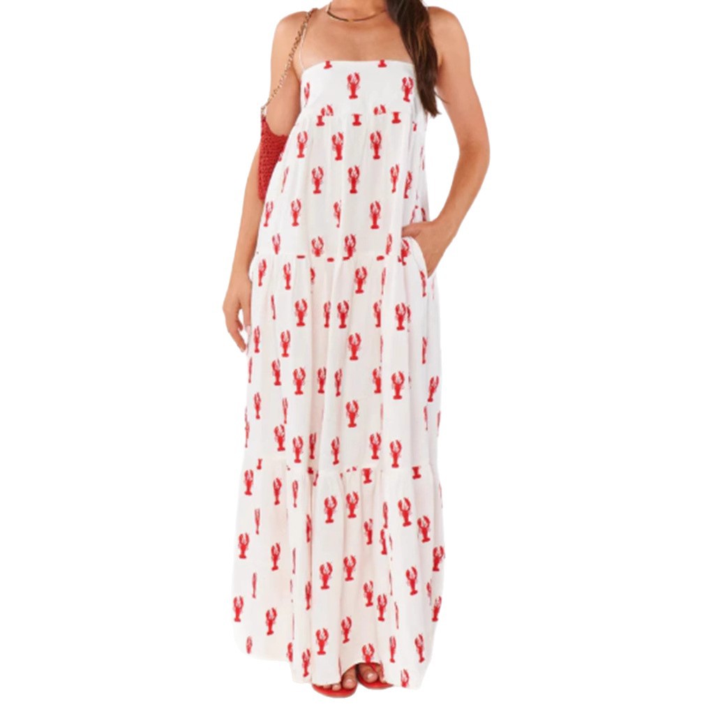 Women's Summer Sleeveless Printed Loose Cami Dress with Pockets