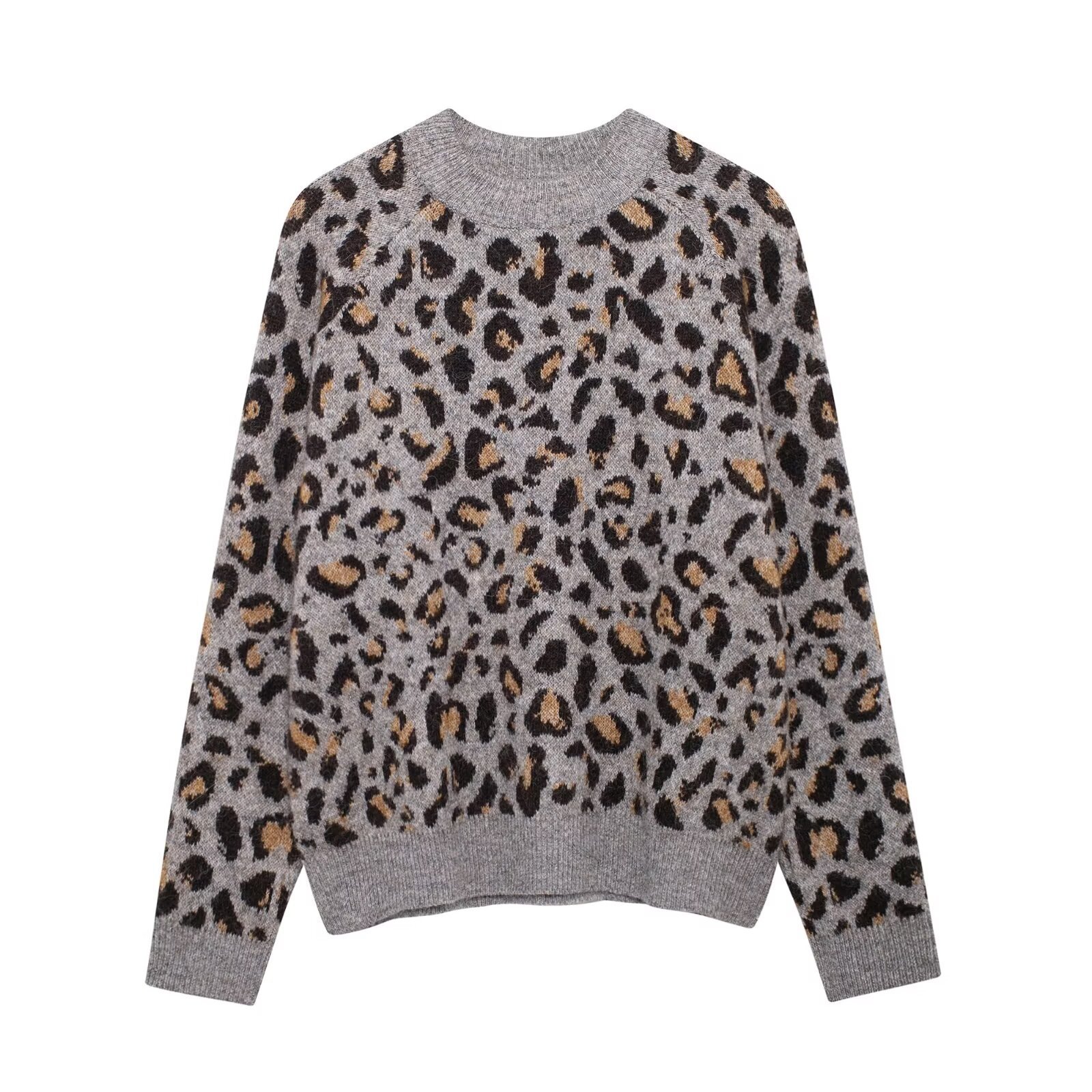 Animal Print Jacquard Knit Cardigan Long Sleeve