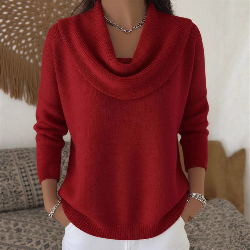 Women's Solid Color Long Sleeve Knit Sweater