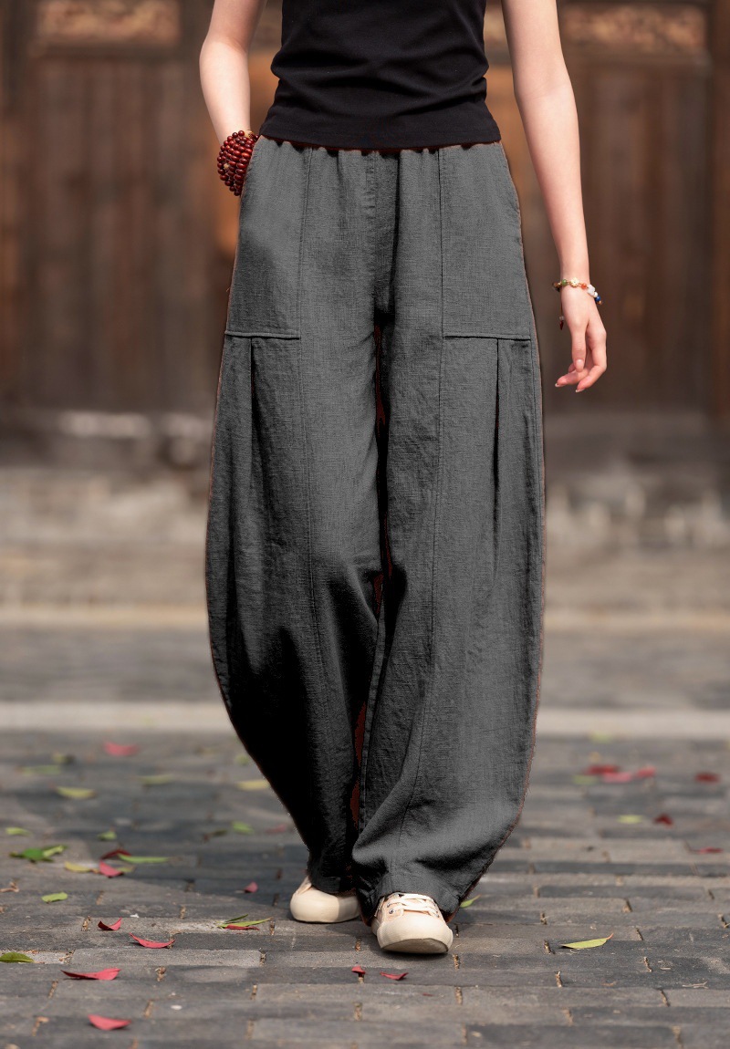 Women's Retro Loose Wide-Leg Lantern Pants Casual