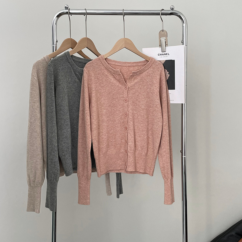 Soft Knit Round Neck Loose Short Cardigan Sweater