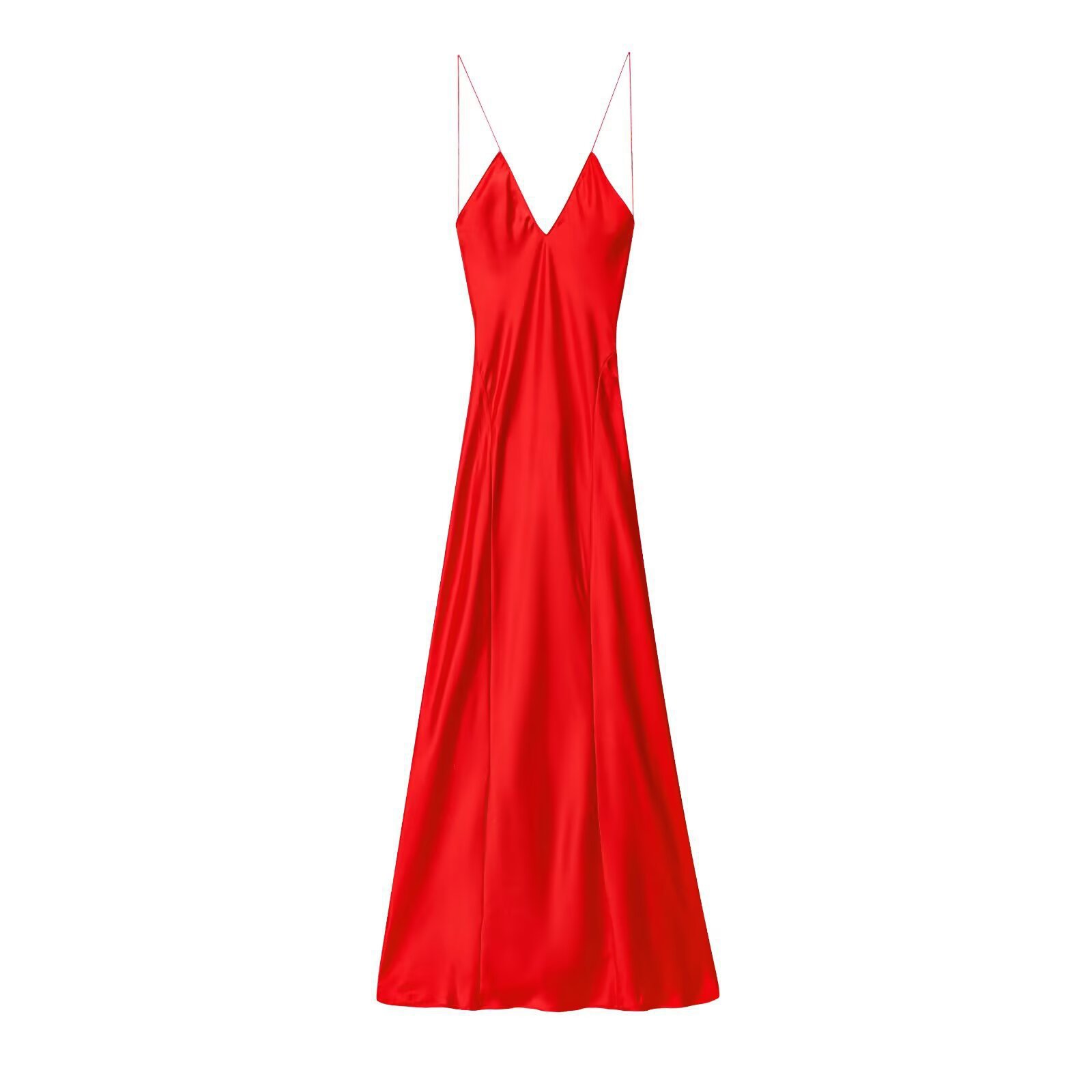 Women's Satin-Feel Open-Back Long Dress
