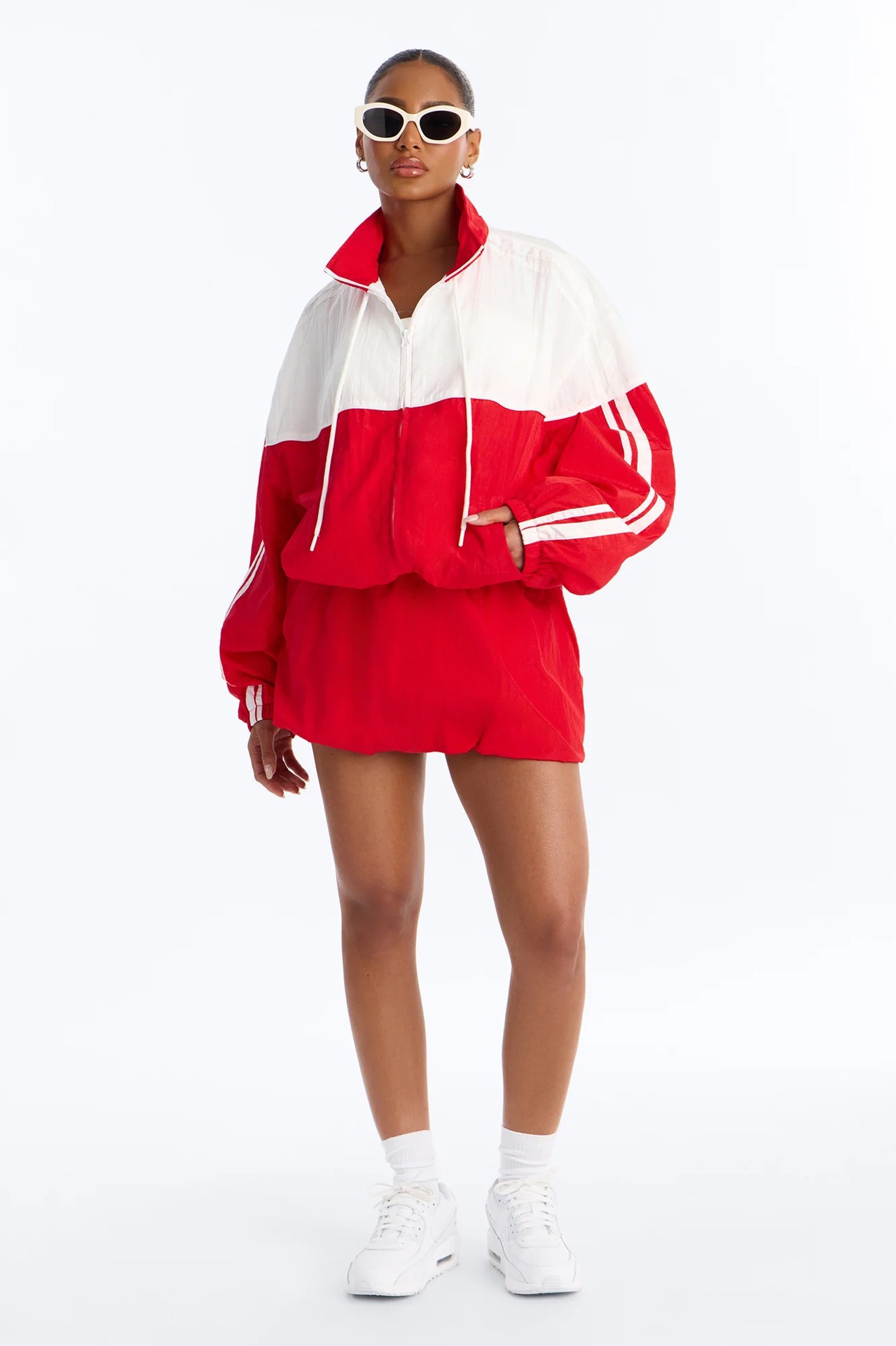 Women's Long Sleeve Zip Cardigan and Puffy Mini Skirt Two-Piece Set