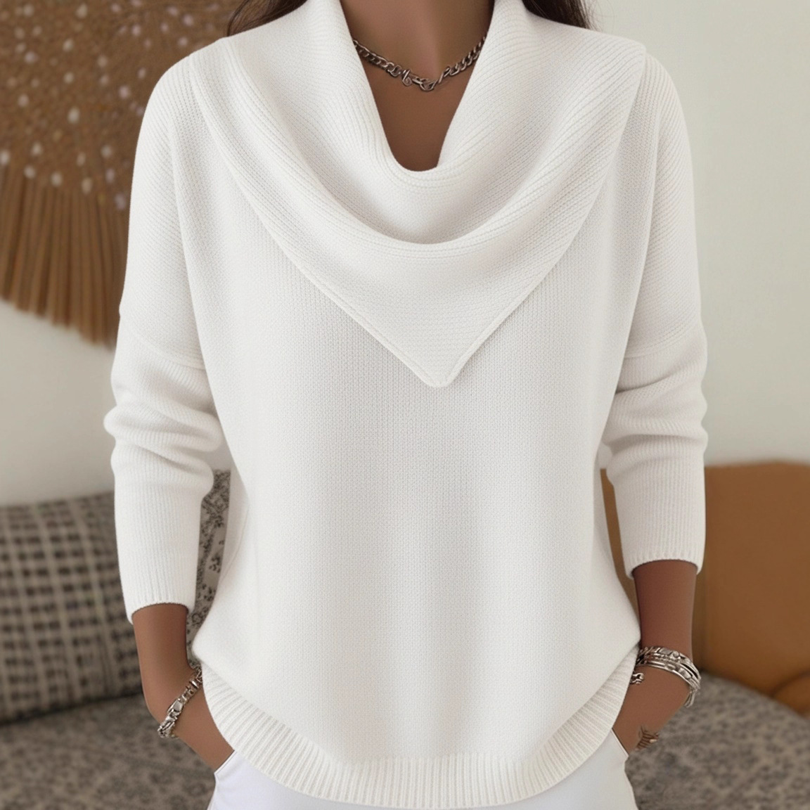 Women's Solid Color Long Sleeve Pullover Sweater