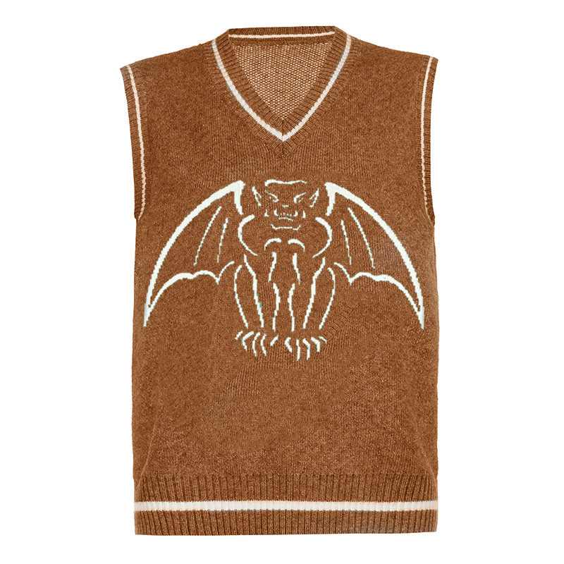 Deep V-Neck Batwing Sleeve Knit Vest