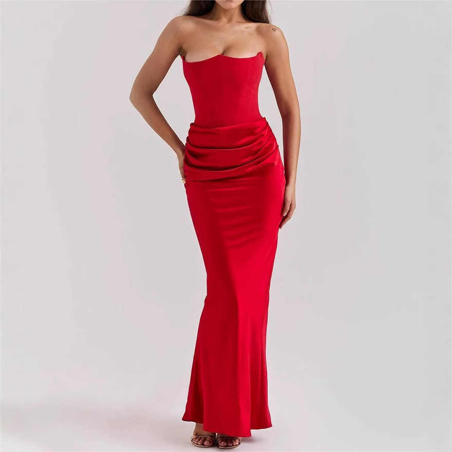 Women's Sleeveless Strapless Backless Bodycon Evening Dress
