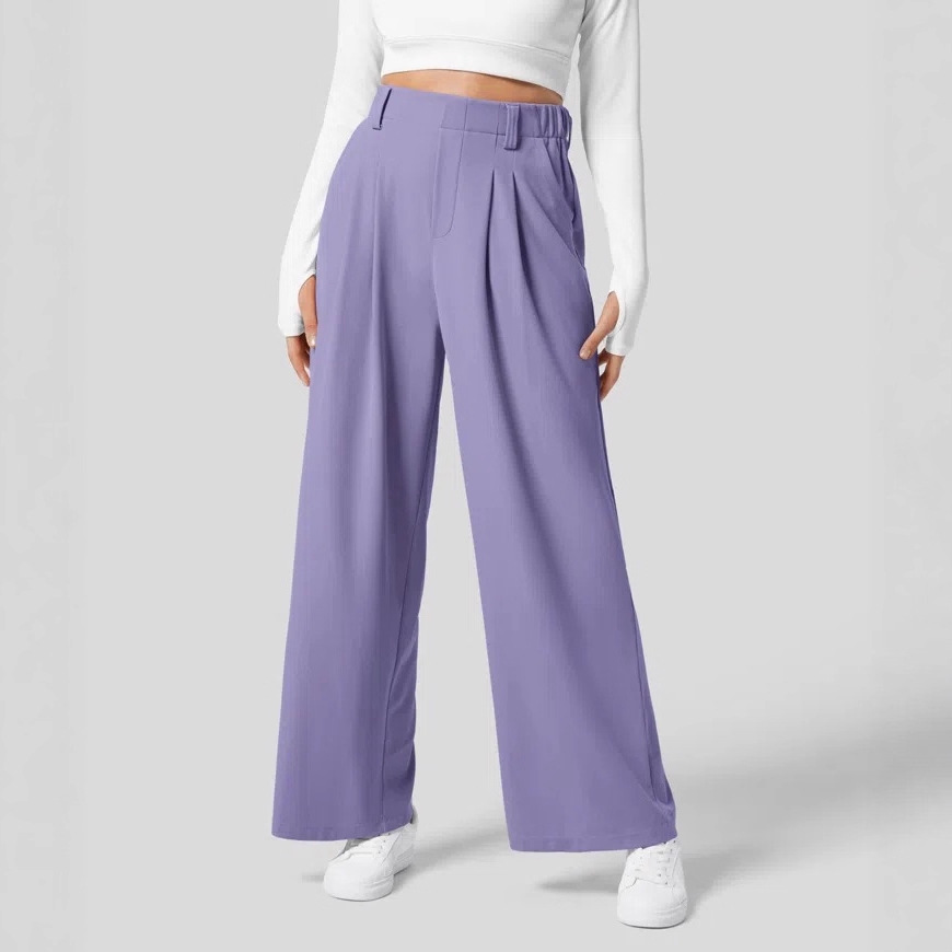 High-Waist Wide-Leg Drapey Casual Pants for Women