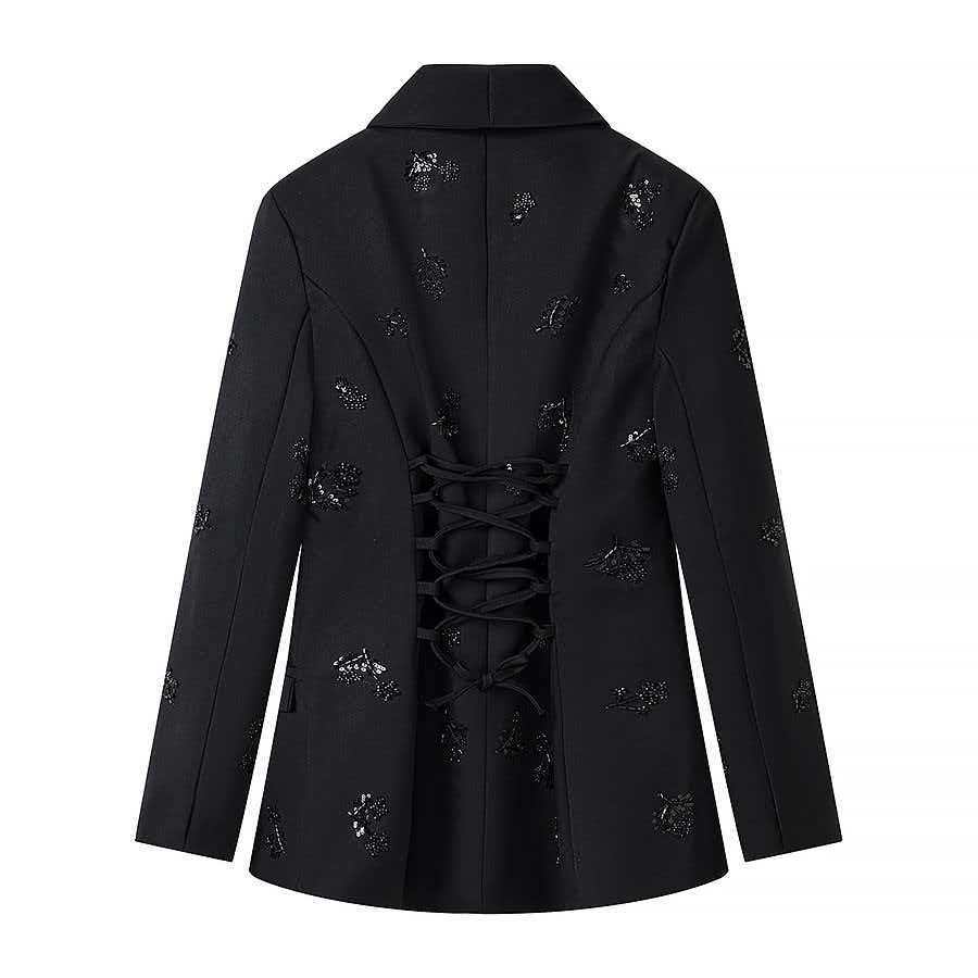 Women's Beaded Sequin Blazer and Pants Set