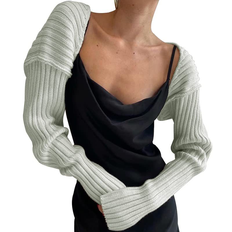 Sexy Solid Color Cropped Knit Cardigan Long Sleeve Sweater Jacket