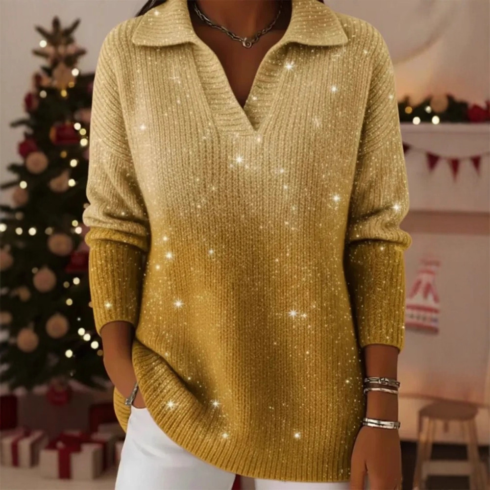 Dreamy Gradient Knit Polo Sweater