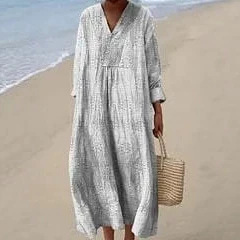 Women's 3D Print Long Sleeve Shirt Dress A-Line Midi