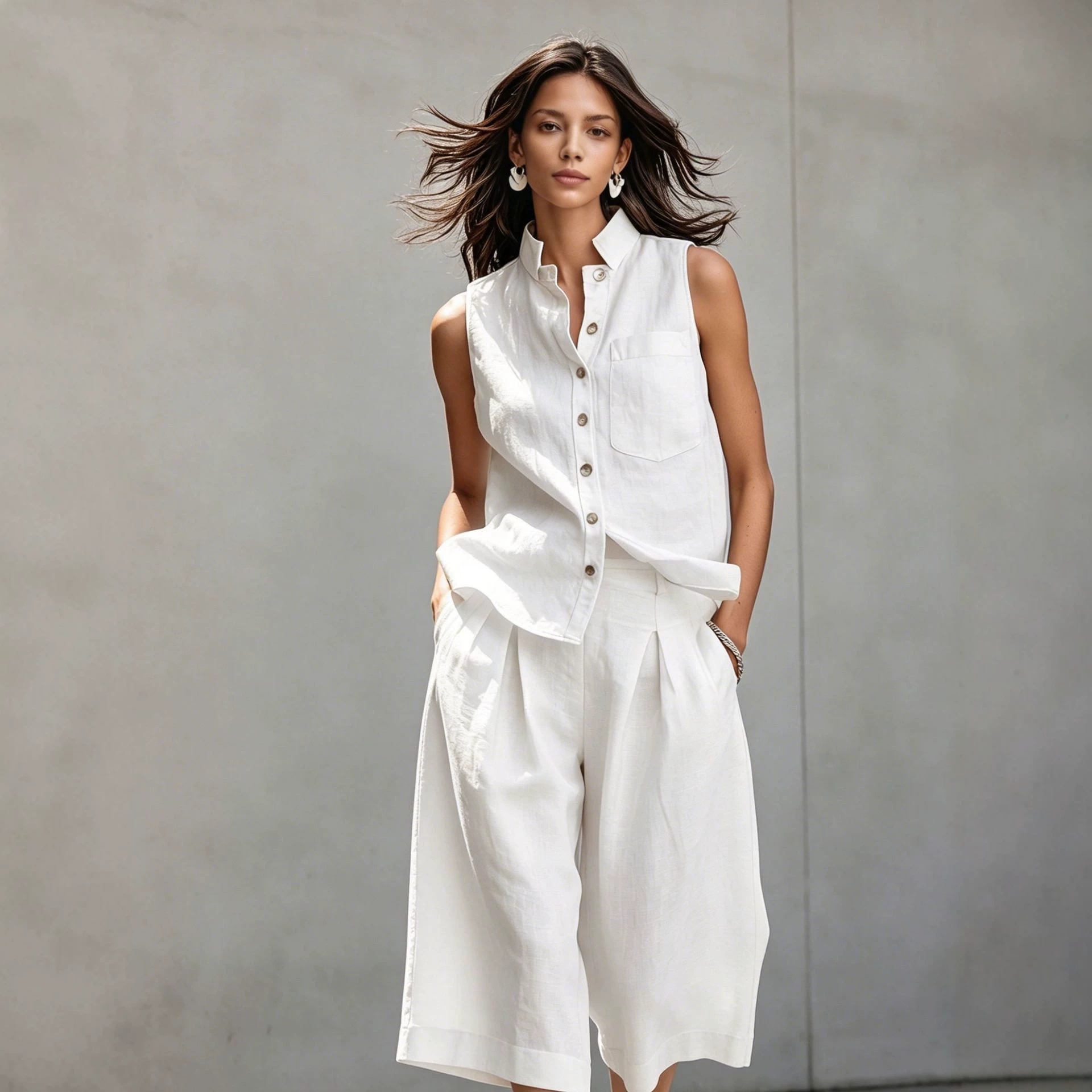 Women's Sleeveless Vest Top Fashion Set