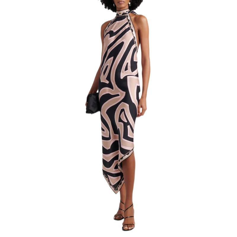 Zebra Print Halter Backless Sleeveless Bodycon Dress