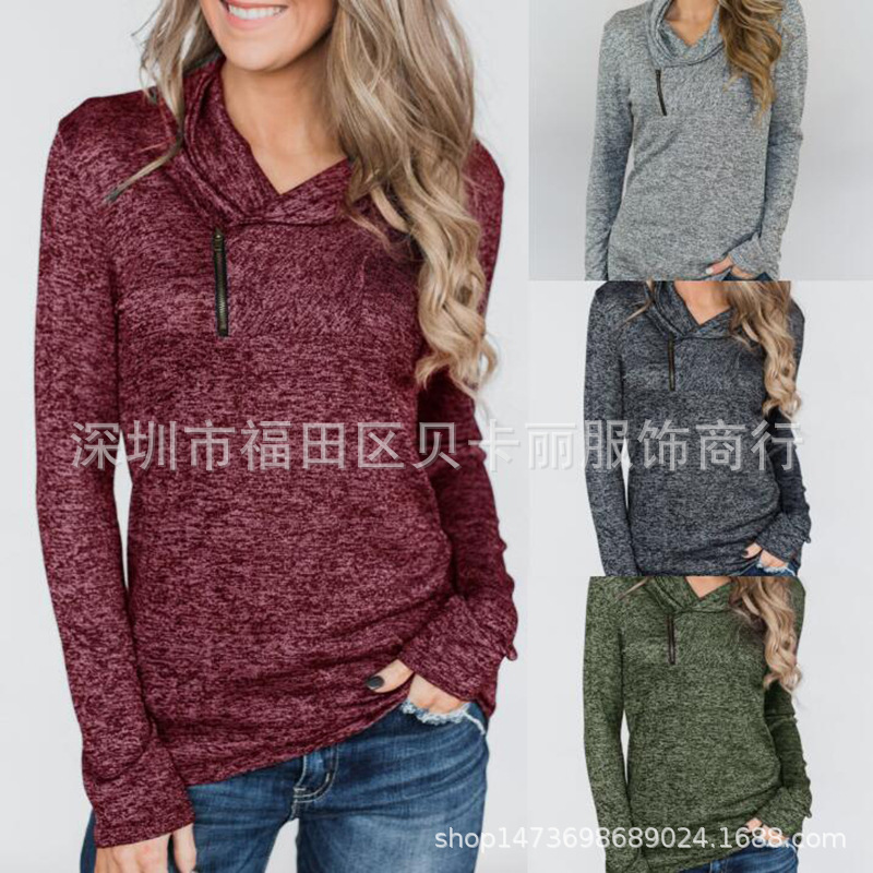 Women's Long Sleeve Half-Zip Hooded Knit Sweater Jacket