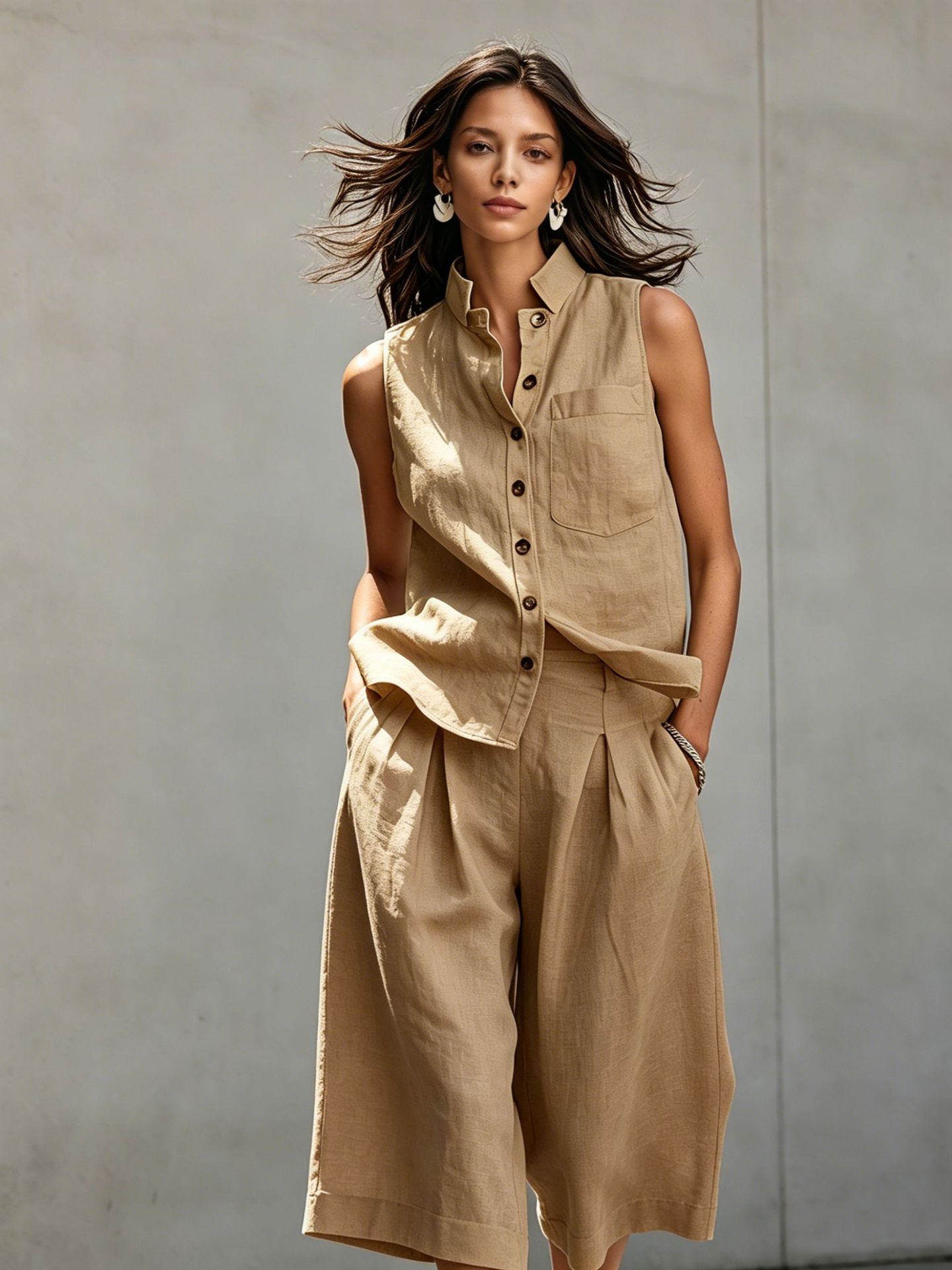 Women's Sleeveless Vest Top Fashion Set