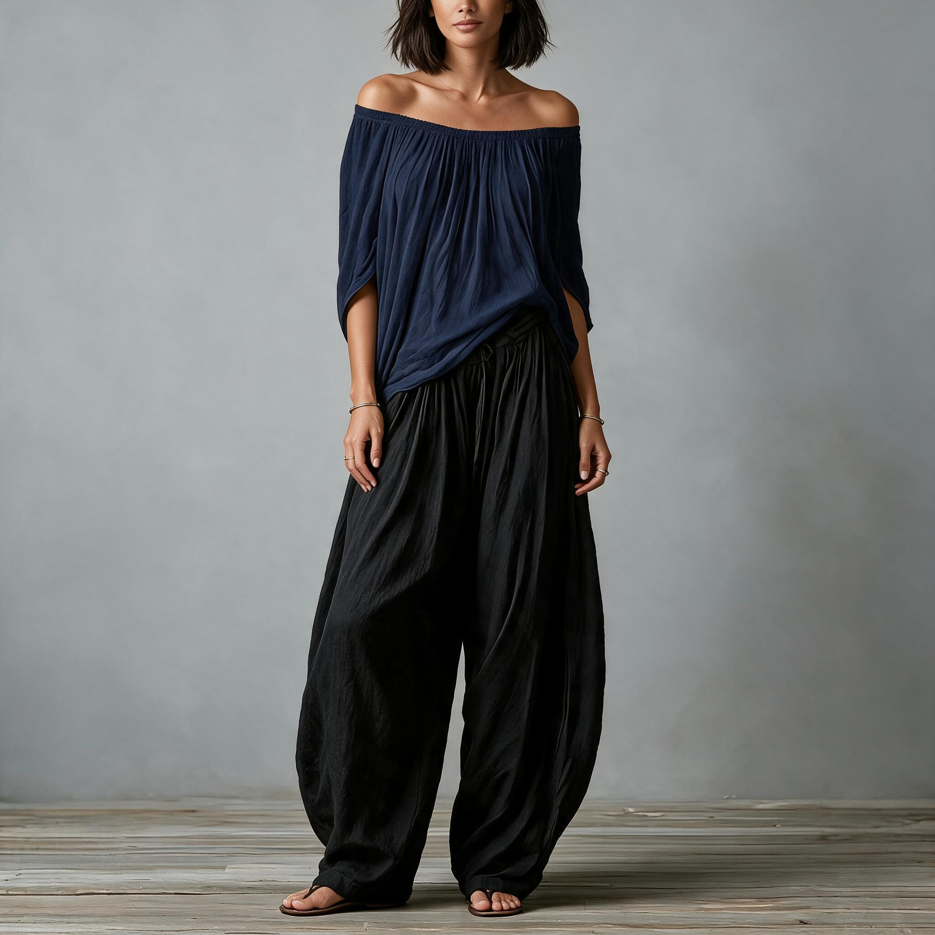Women's Off-Shoulder Top & Wide-Leg Pants Set Casual Two-Piece