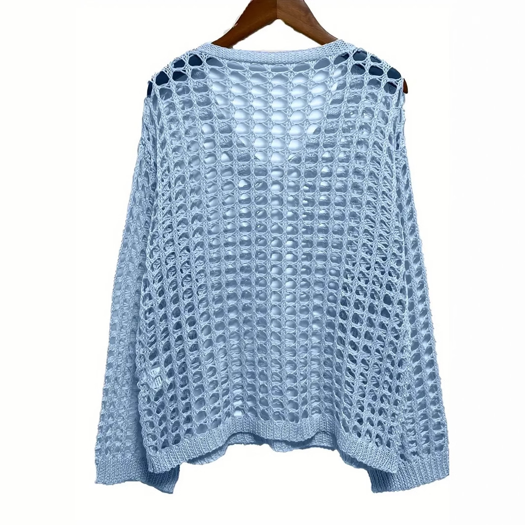 Women's Sexy Open Knit Sun Protection Cardigan Beach Cover-Up