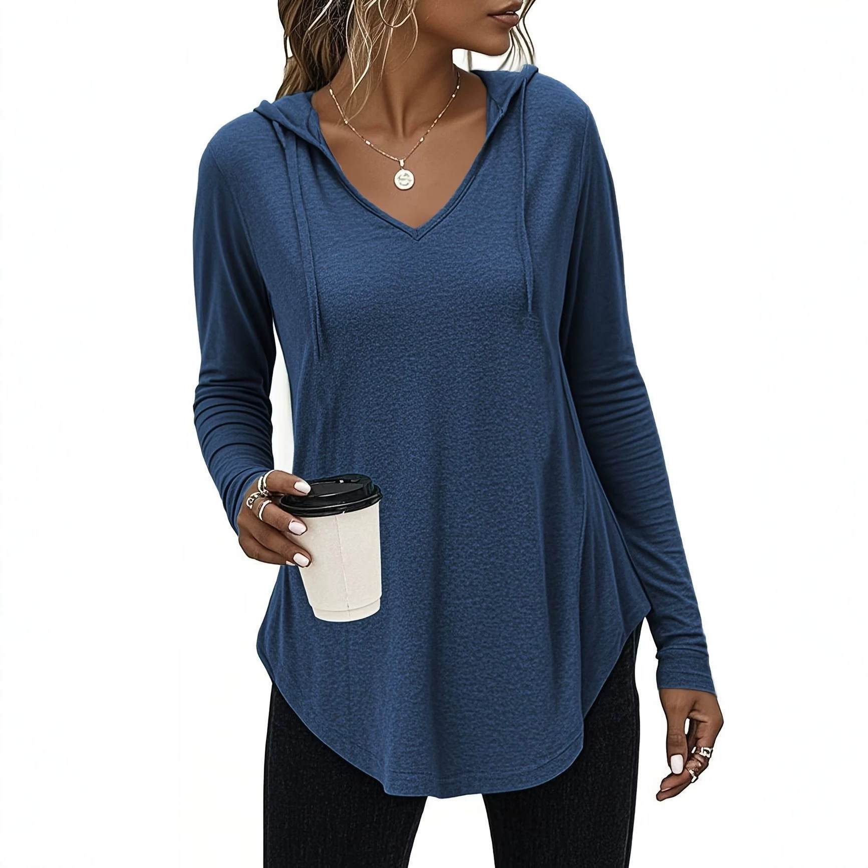 Women's Hooded Long-Sleeve Sweatshirt Top