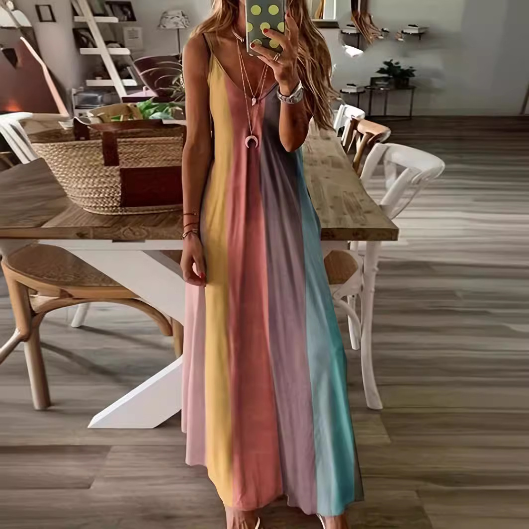 Women's Sleeveless Gradient Print Slip Dress