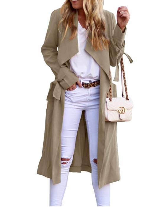 Women's Midi A-Line Tie-Waist Dress with Long Cardigan, Multi-Color