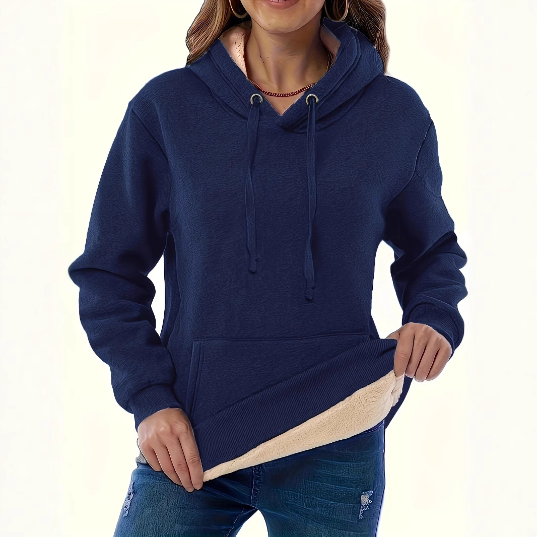 Women's Warm Hooded Pullover Sweatshirt with Pockets
