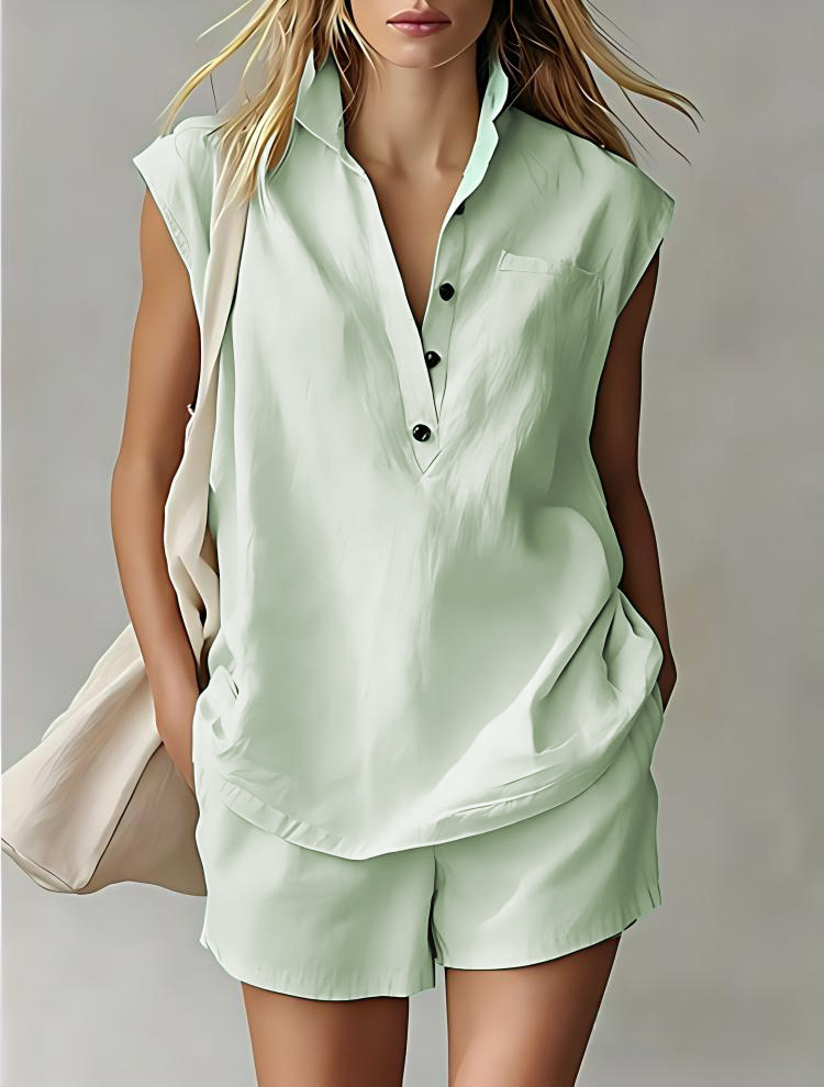 Women's Sleeveless Cropped Casual Two-Piece Set