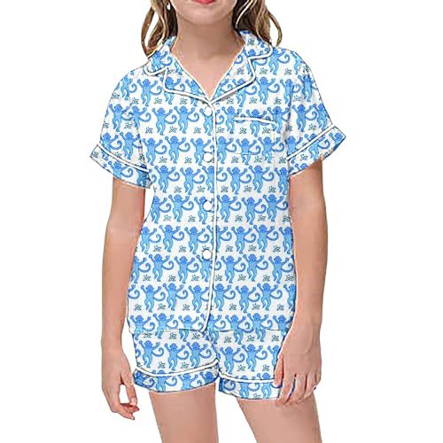 Women's Monkey Print Cuban Collar Short Sleeve Shirt Set Casual Loungewear
