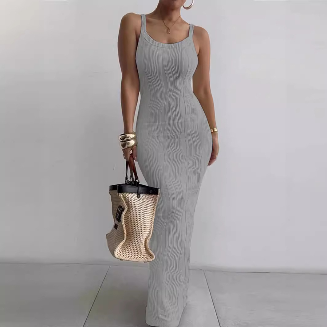 Sleeveless Bodycon V-Neck Long Dress