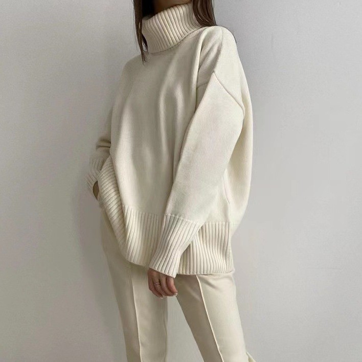 Soft High Turtleneck Solid Pullover Sweater