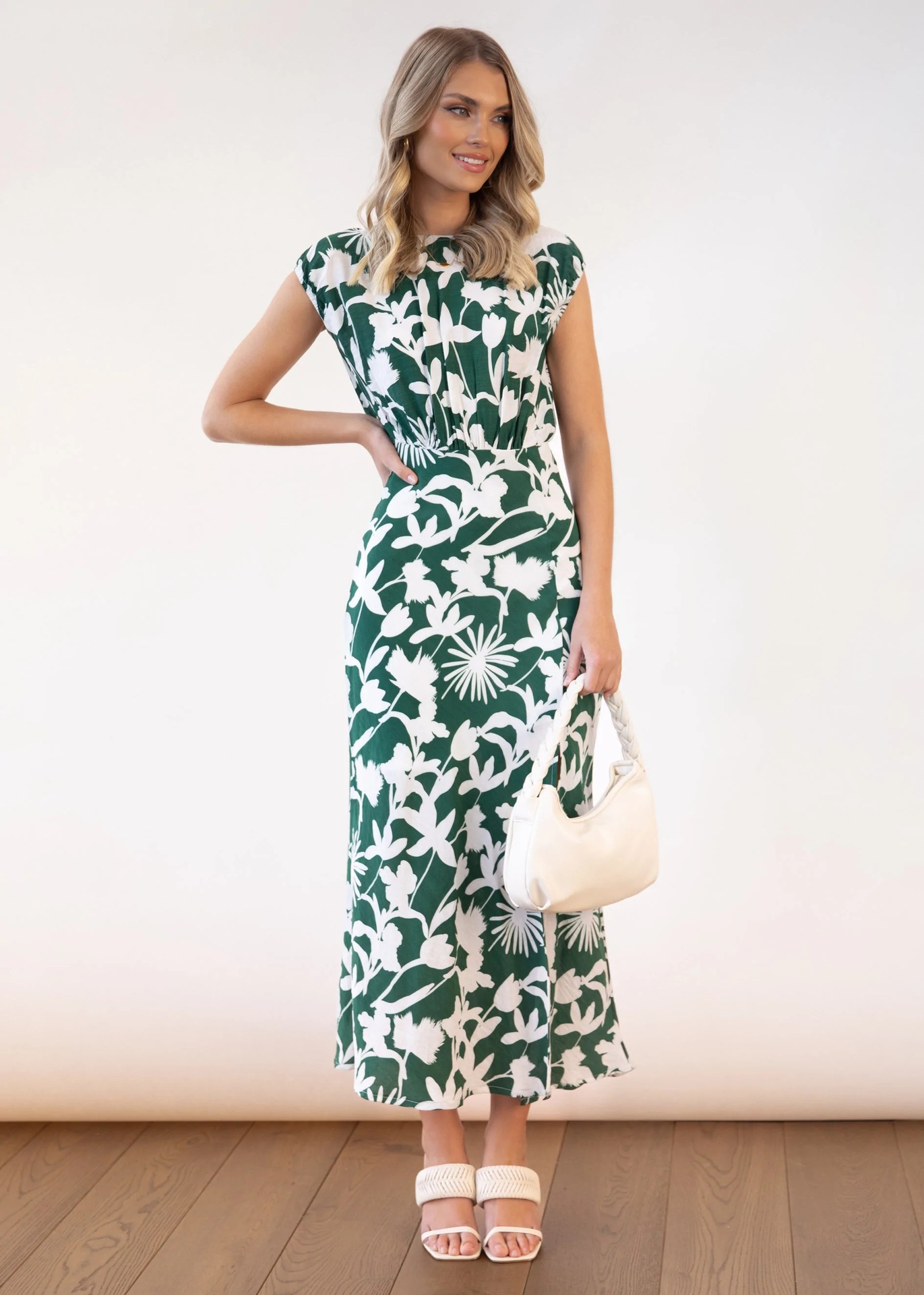 Floral Print Round Neck Long Slim Fit Dress