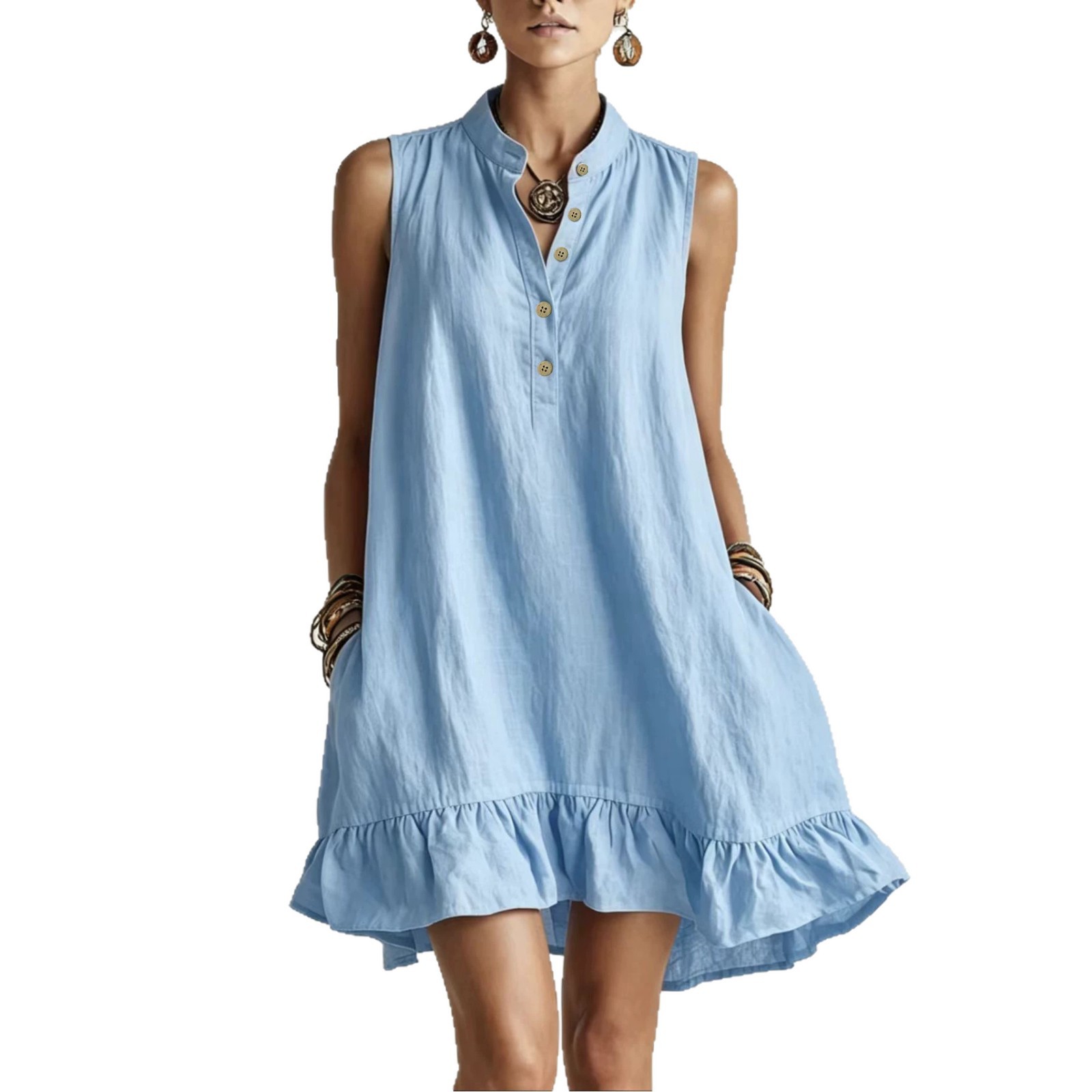 Women's Loose Casual Summer Dress Sleeveless A-Line Midi