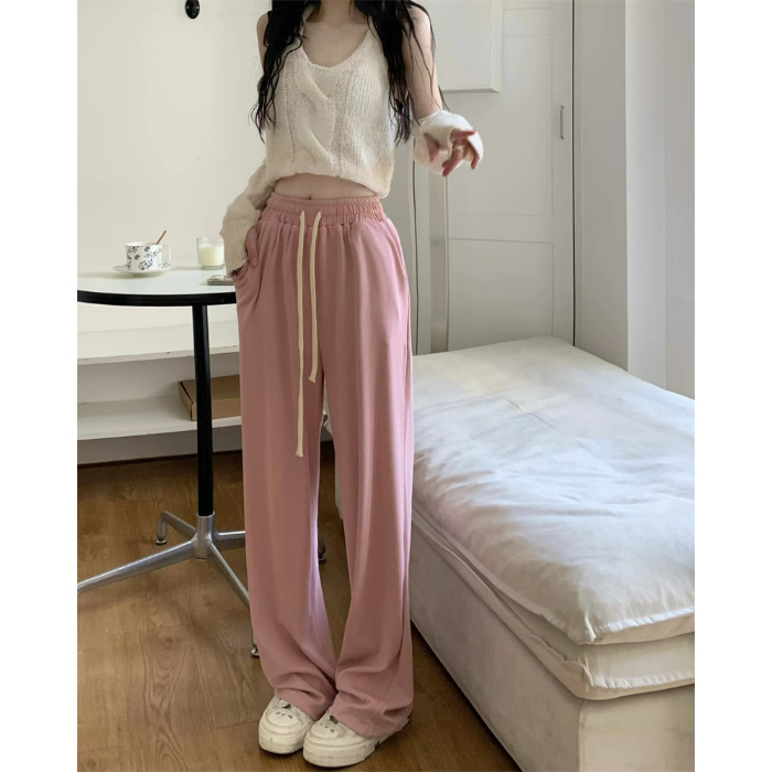 Women's High-Waist Wide-Leg Pants Slimming Loose Straight Korean Style