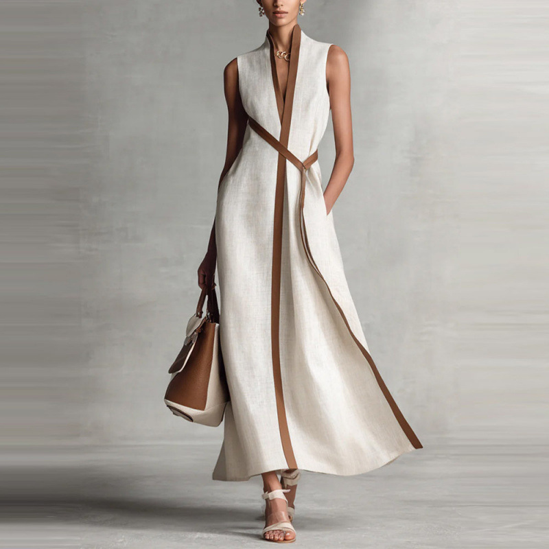 Color-Block Sleeveless Casual Dress