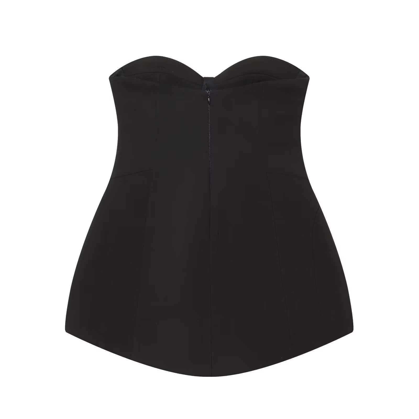 Women's Strapless Floral Color-Block Bodycon Mini Dress