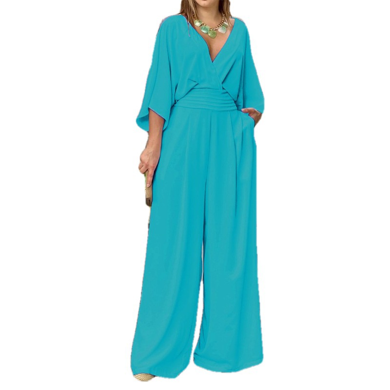 Women's V-Neck Sleeveless Wide-Leg Jumpsuit