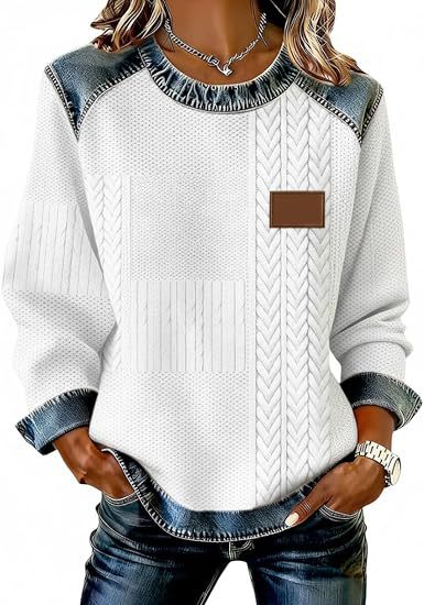 Women's Printed Casual Pullover Hoodie Long Sleeve Crew Neck