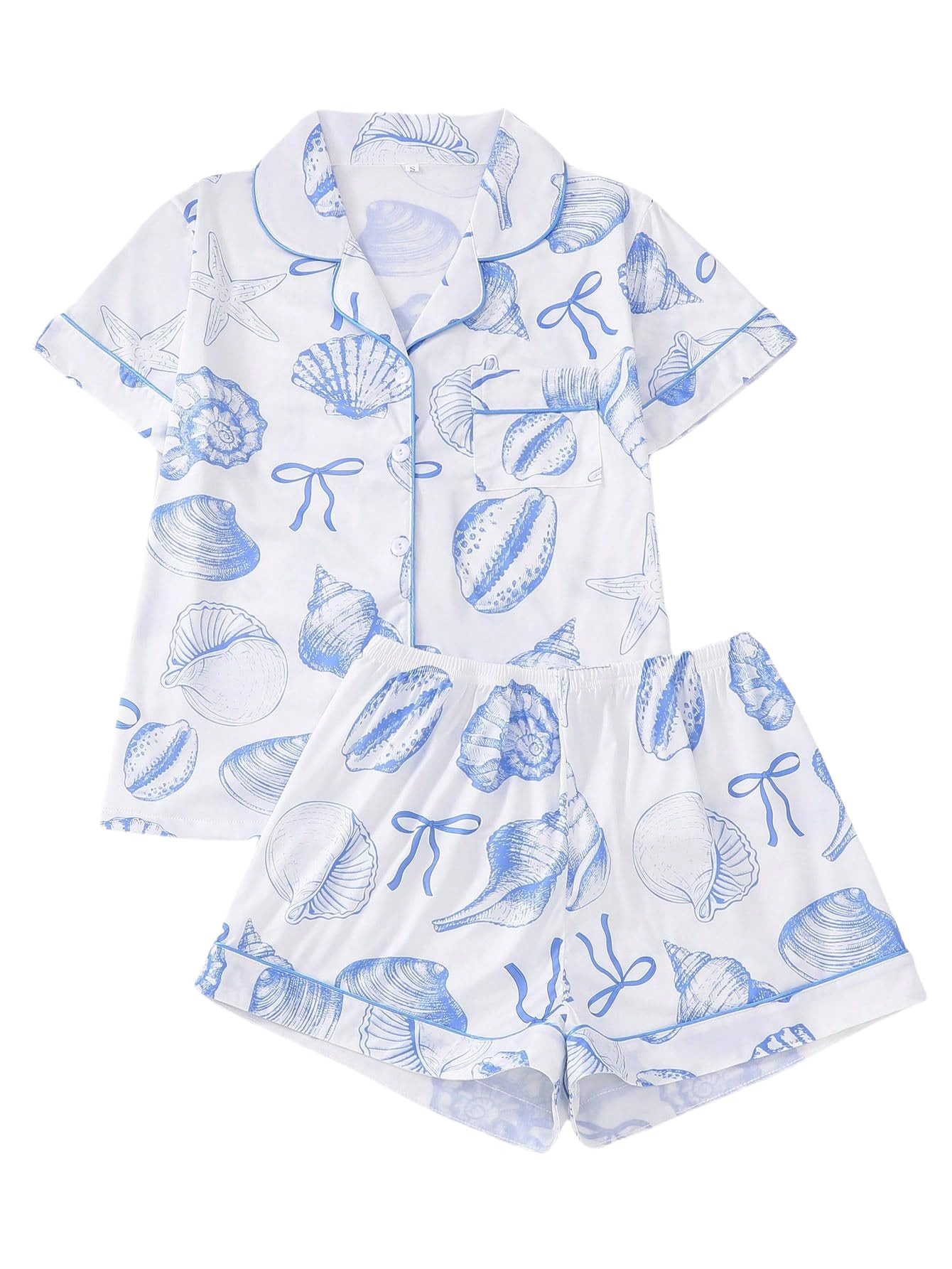 Women's Summer Hawaiian Print Short Sleeve Shirt Set