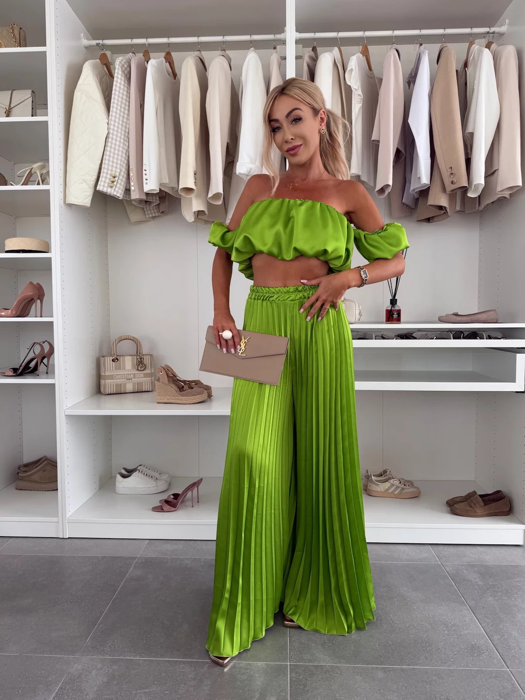 Women's Summer Off-Shoulder Ruched Two-Piece Pants Set