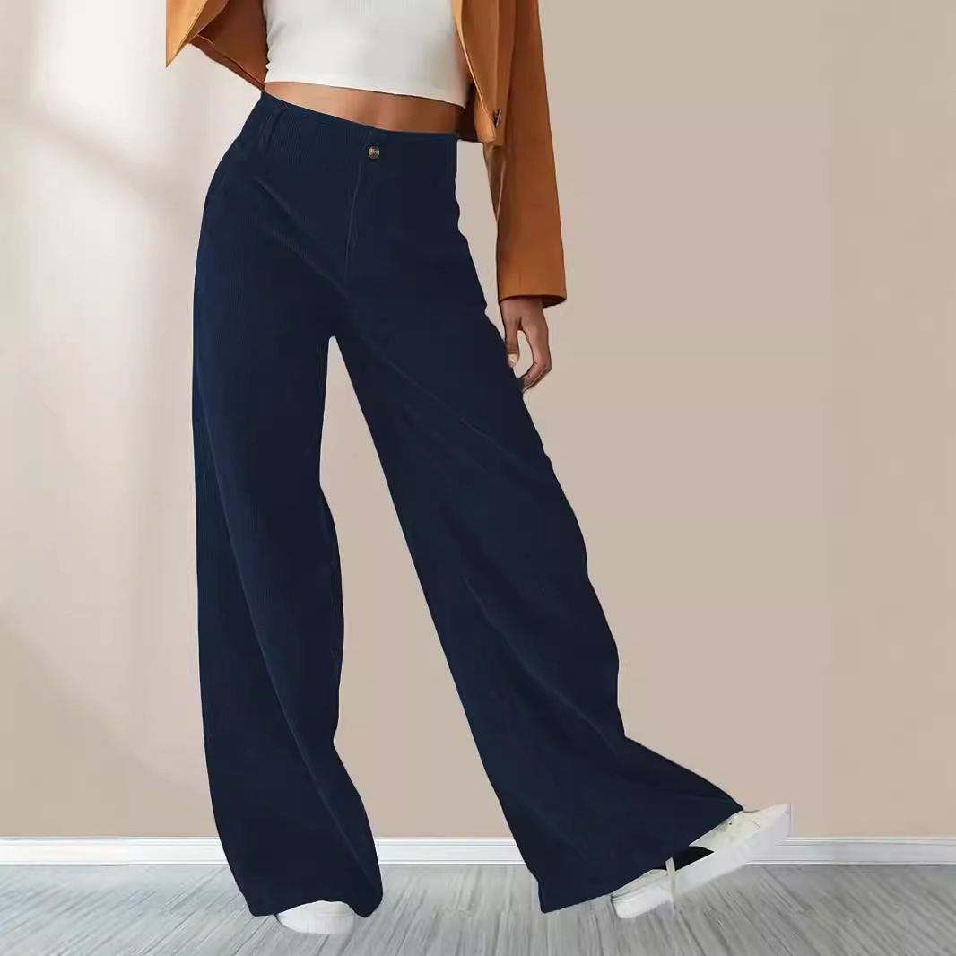 Corduroy High-Waist Straight-Leg Pants for Women
