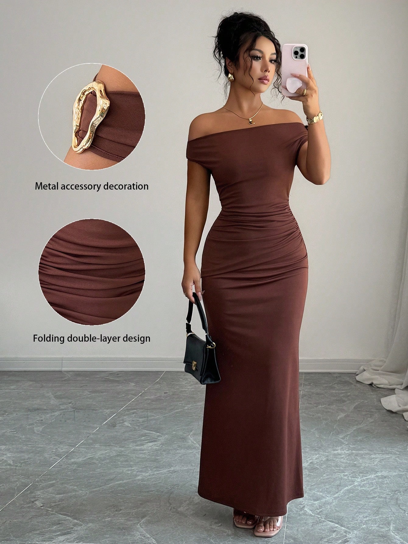 Off-Shoulder One-Line Neck Bodycon Long Dress