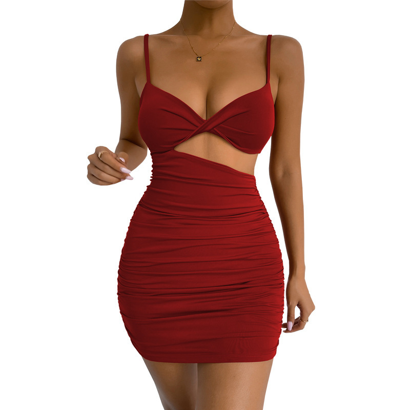 Women's Solid Color Cutout Cami Bodycon Dress