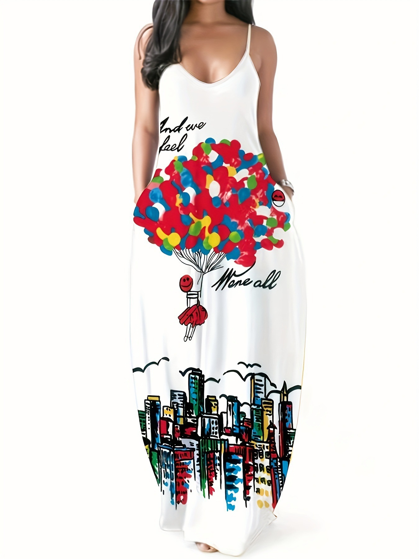 Women's Summer Sleeveless Printed Maxi Dress Polyester