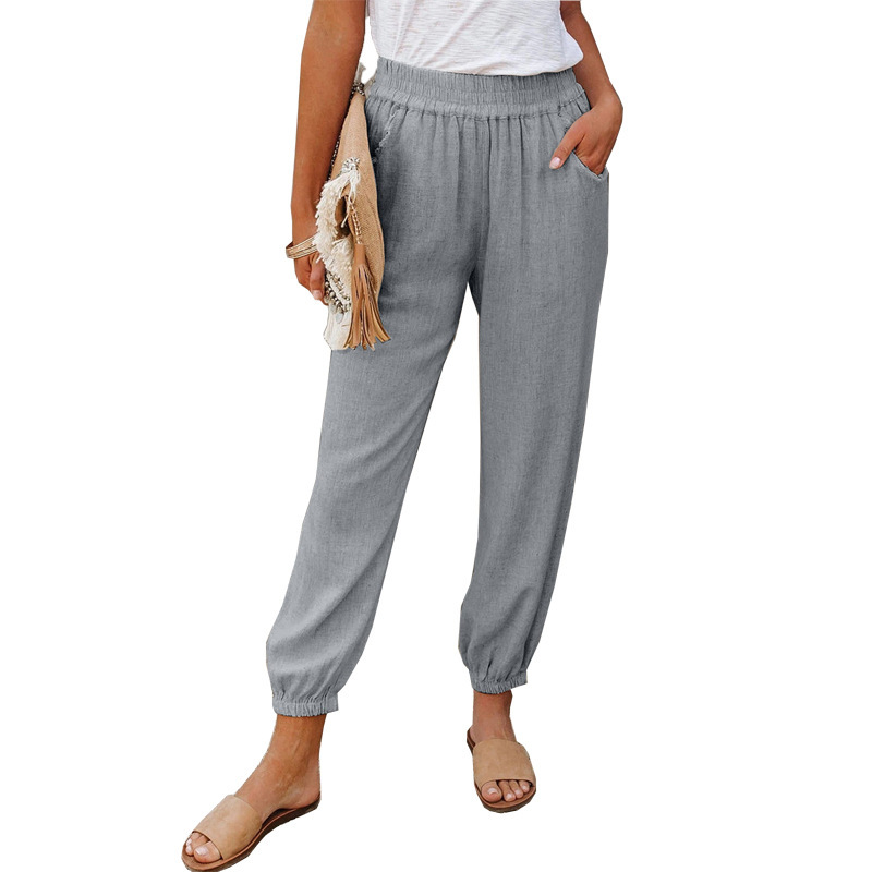 Women's Loose Fit Cropped Jogger Pants with Pockets Mid Rise