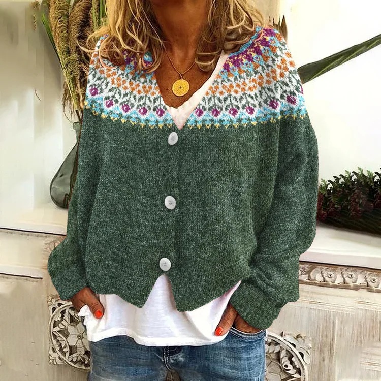 Abstract Print Open-Front Cardigan Sweater