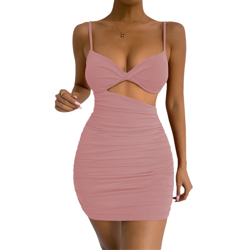 Women's Solid Color Cutout Cami Bodycon Dress