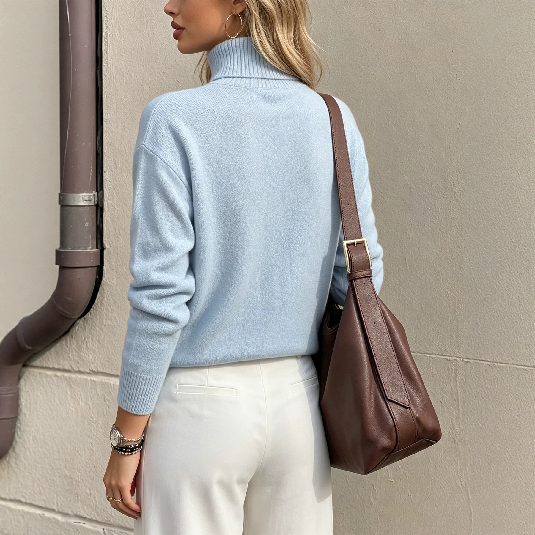 Women's High Neck Knit Pullover Sweater Thick Warm